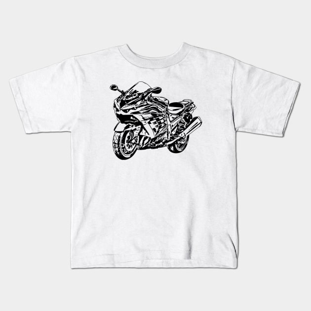 ZX14R Motorcycle Sketch Art Kids T-Shirt by DemangDesign